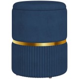 HOMCOM Puf scaun-taburet pentru picioare cu depozitare interioară din catifea 36 x 36 x 44 cm pentru sufragerie dormitor bleu | Aosom Romania