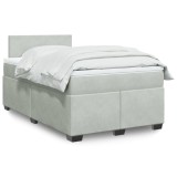 VidaXL Pat continental cu saltea, gri deschis, 120x200 cm, catifea 3286276