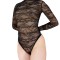 Body Dantelă Elegant cu M&acirc;necă Lungă - M - Bej