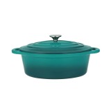 Oala de fonta emailata cu capac, maner din inox, turcoaz, 4.2 L, Perfect Home
