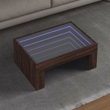 VidaXL Măsuță de cafea cu LED infinity, stejar maro, 70x50x30 cm