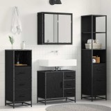 Cumpara ieftin Set de mobilier pentru baie 4 buc. Stejar Negru Lemn prelucrat
