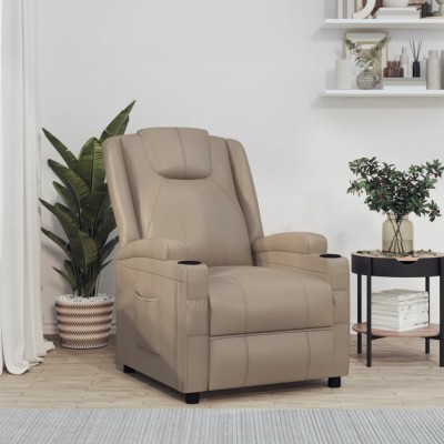 vidaXL Fotoliu rabatabil, cappuccino, piele ecologică 340965 foto