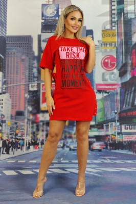 P771RR-3 Tricou lung oversize cu text imprimat foto