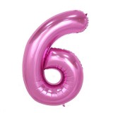 Balon din folie flippy, cifra 6, 81 cm, pentru aer sau heliu, bulk, mov