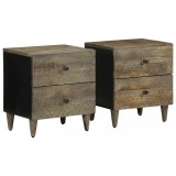 VidaXL Noptiere 2 buc Gri deschis 40x33x46 cm Lemn masiv de mango