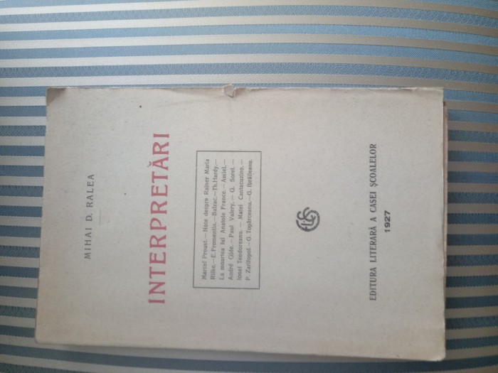 Mihai D. Ralea Interpretari, ed. princeps, 1927