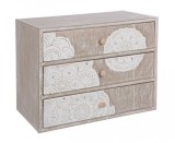 Cumpara ieftin Caseta bijuterii cu 3 sertare lemn natur alb Shiva 28.5 cm x 17 cm x 20.5 h