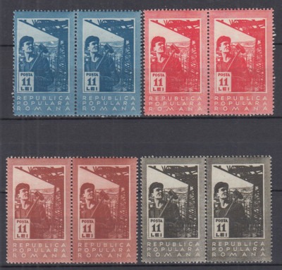 ROMANIA 1950 LP 268 - 2 ANI DE LA NATIONALIZARE PERECHE SERII MNH foto