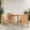 Set masa gradina vidaXL, 5 piese, lemn masiv tec, 80x80 cm, maro, stivuibil