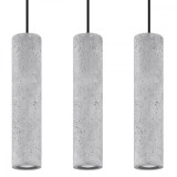 Lampă Suspendată Luvo Gri Beton 3 Becuri Tub Industrial De Interior