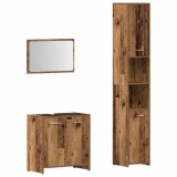 Cumpara ieftin Set mobilier de baie, 3 piese, lemn vechi, lemn prelucrat