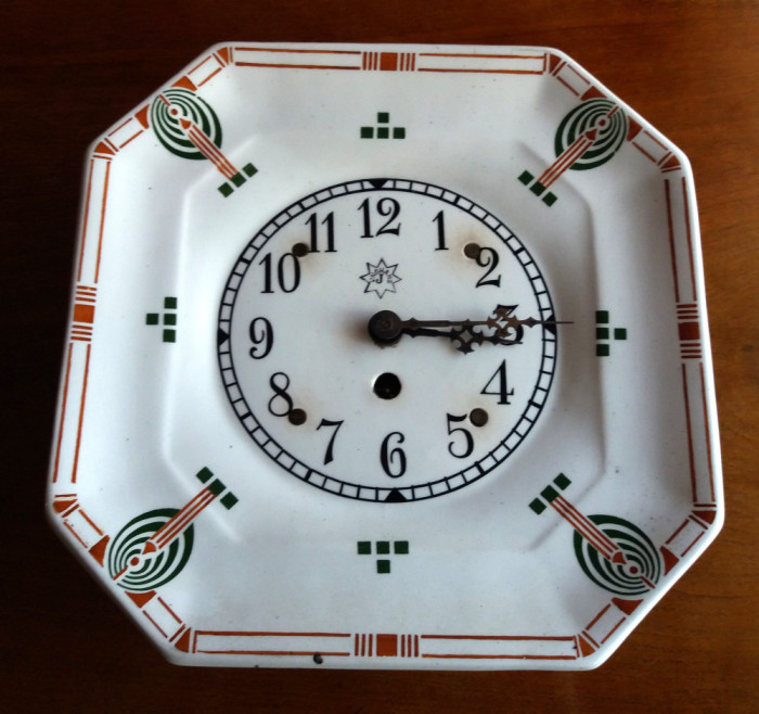 Ceas de perete Junghans german de bucătărie din ceramică anii 1900