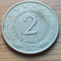 Moneda Iugoslavia 2 Dinari 1981