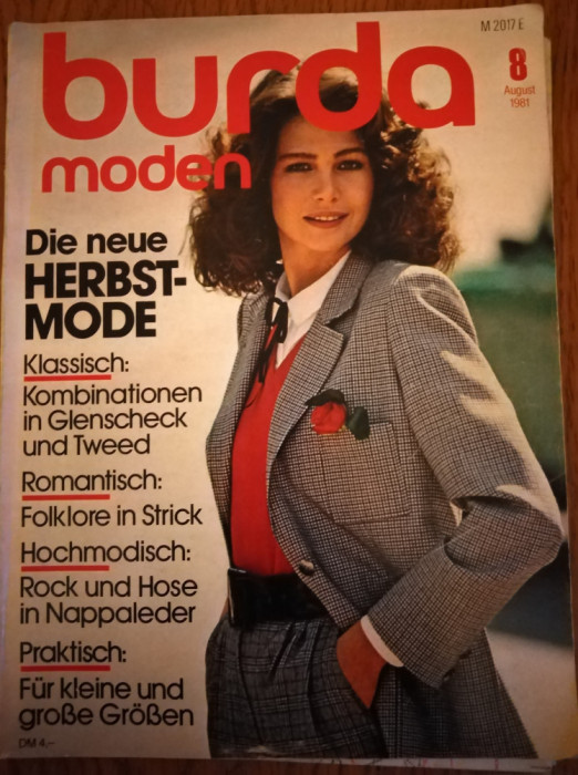 Burda Revista moda vintage cu tipare august 1981