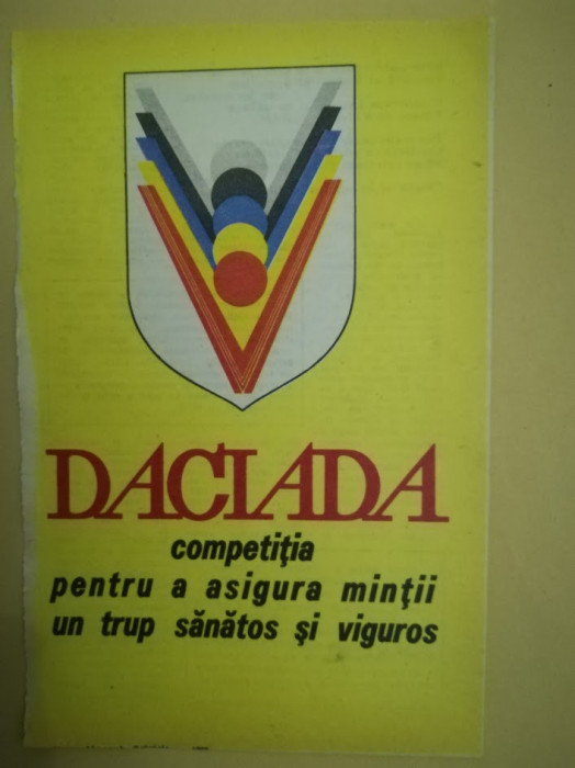 1979, Imagine propagandă, 19 x 12,5 cm, DACIADA, sport de masă, comunism pionier