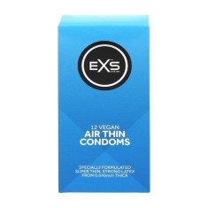 Prezervative EXS Air Thin Condoms, din latex, ultra-subțiri și rezistente, diametru 56 mm, 12 bucăți