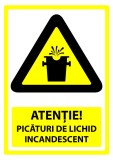 Indicator atentie picaturi de lichid incandescent