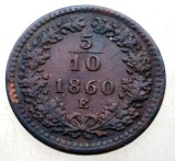 F.269 AUSTRIA 5/10 KREUZER 1860 E RARA, Europa, Cupru (arama)