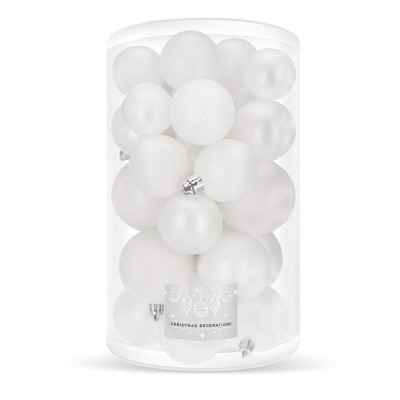 Set globuri de Craciun, 30 bucati, 3 modele, 4/5/6cm, alb Household NewTrend foto
