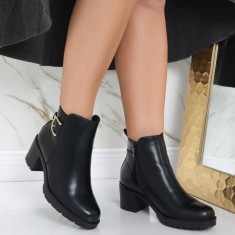 Botine Dama Imblanite Negre din Piele Ecologica Intoarsa Wafika, 37