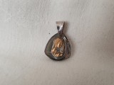 argint MEDALION FECIOARA MARIA pe sticla AURITA manopera EXCEPTIONALA vechi UNIC