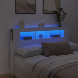 Tablie de pat cu LED, alb, 160x18,5x103,5 cm, lemn GartenMobel Dekor, vidaXL