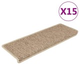 Cumpara ieftin Covorașe scări autoadezive 15buc nisipiu 65x21x4cm aspect sisal