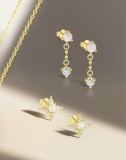 Cumpara ieftin Cercei Din Argint 925 Gold Opal Star Drop Set