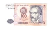 Bancnota Peru 100 intis 6 iunie 1987, aproape UNC