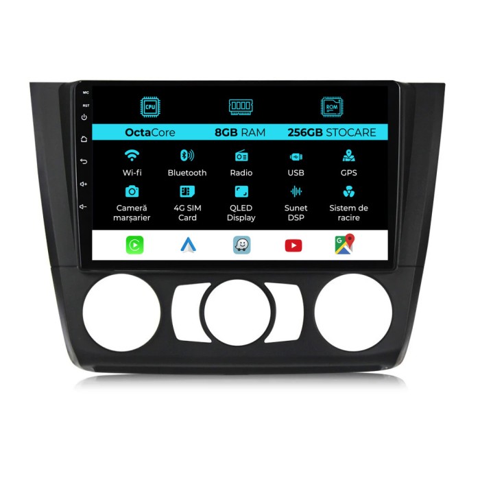 Navigatie Dedicata Bmw Seria 1 E82 E88 E81 E87 (2004-2011), 9Inch, 8Gb Ram, 256Gb Stocare, CarPlay