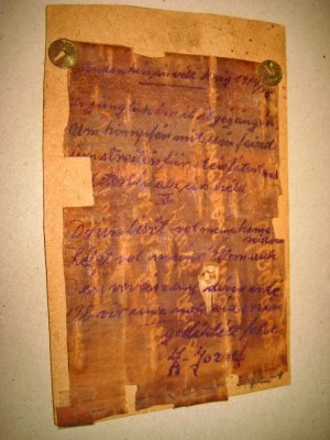 A913-Manuscris vechi 1914 F. Jozsef postat pe carton. foto