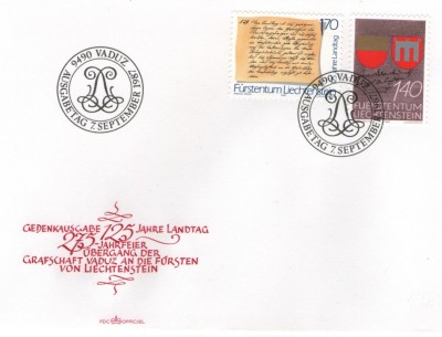 Liechtenstein 1987 - Aniversari, serie pe FDC foto
