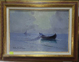Pictura- La pescuit, Marine, Ulei, Realism