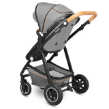 Carucior compact Lionelo Amber 2 in 1 cadru din aluminiu reversibil pana la 22 kg gri deschis