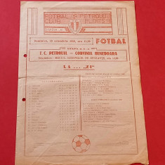 Program meci fotbal PETROLUL PLOIESTI - CORVINUL HUNEDOARA (29.10.1989)