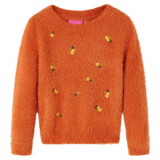 Pulover tricotat pentru copii, portocaliu ars, 140 GartenMobel Dekor, vidaXL
