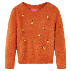 Pulover tricotat pentru copii, portocaliu ars, 140