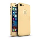 Cumpara ieftin Husa Plastic iPhone 8 Plus iPhone 7 Plus Fullcover Gold 360&deg; Joyroom + Folie Sticla, iPhone 7/8 Plus, Carcasa