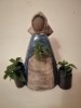 Vaza ceramica albastra sub forma femeie cu flori by Elsi Bourelius Jie Gantofta