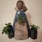 Vaza ceramica albastra sub forma femeie cu flori by Elsi Bourelius Jie Gantofta