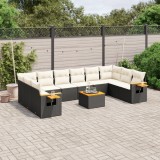 Cumpara ieftin Gossi set canapele de gradina cu perne, 11 piese, negru, poliratan