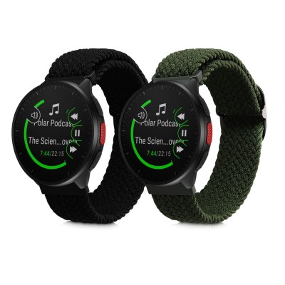 Set 2 curele kwmobile pentru Polar Pacer/Pacer Pro/Ignite, Nylon, Negru/Verde, 60245.01 foto