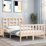 VidaXL Cadru de pat cu tăblie, dublu mic, lemn masiv