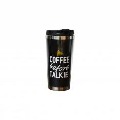 Pahar Cu Capac Inox/Plastic Coffee before talkie Negru foto