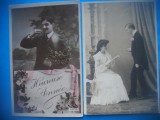 HOPCT 1635 CUPLU-ROMANTICA-FRANTA--LOT 2 CARTI POSTALE VECHI-CIRCULATE