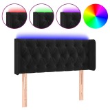 Cumpara ieftin Tablie de pat cu LED, negru, 93x16x78/88 cm, catifea