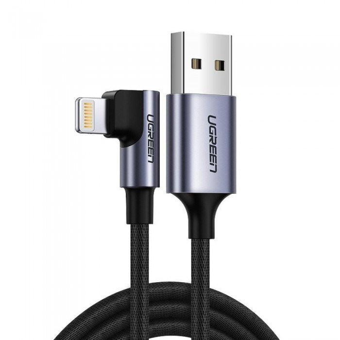 Cablu de incarcare US299 Angled, Ugreen, Lightning To USB, 2.0 A
