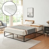 Pat metalic Concordia cu saltea 180 x 200 cm negru [en.casa] HausGarden Leisure