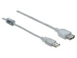 Cablu USB A mufă-soclu 1m transparent